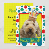 Uitnodigingscupcake - GoldenDoodle Kaart (Voorkant / Achterkant)