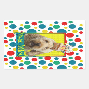 Uitnodigingscupcake - GoldenDoodle Rechthoekige Sticker
