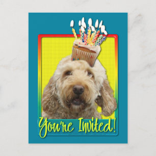 Uitnodigingscupcake - GoldenDoodle Uitnodiging Briefkaart