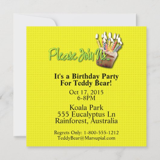 Uitnodigingscupcake - Koala Kaart (Achterkant)