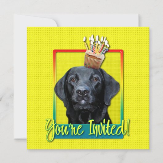 Uitnodigingscupcake - Labrador - Black - Gage Kaart (Voorkant)