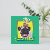 Uitnodigingscupcake - Pug Kaart (Staand voorkant)