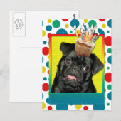 Uitnodigingscupcake - Pug - Ruffy Briefkaart (Voorkant / Achterkant)