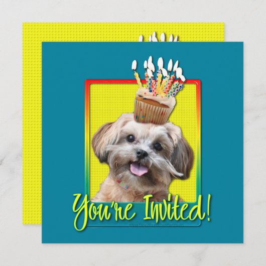 Uitnodigingscupcake - ShihPoo - Maggie Kaart (Voorkant / Achterkant)