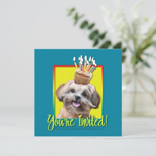 Uitnodigingscupcake - ShihPoo - Maggie Kaart (Staand voorkant)