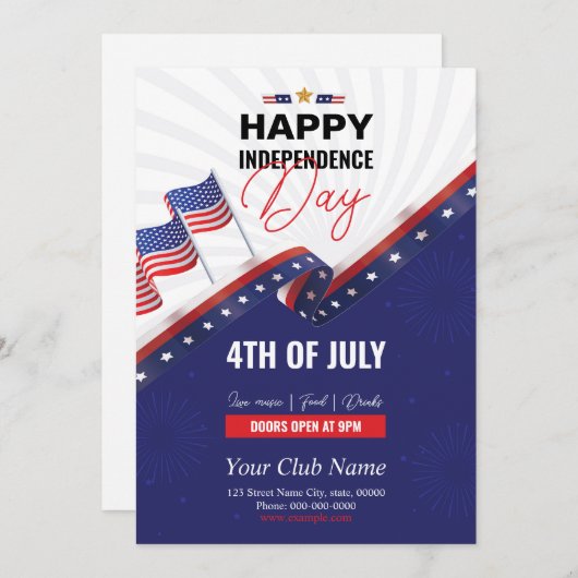 Uitnodigingsfolder Onafhankelijkheidsviering VS Kaart (Voorkant / Achterkant)