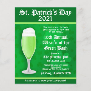 Uitnodigingsfolder St. Patrick's Day Evenement Flyer