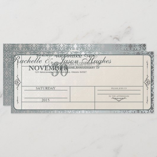 Uitnodigingskaart 25e zilveren huwelijksjubileum kaart (Voorkant / Achterkant)