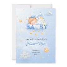 Uitnodigingskaart Blauwe Baby Shower