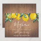 Uitnodigingskaart bruidsmeisje Citroenen en hout Kaart (Voorkant / Achterkant)