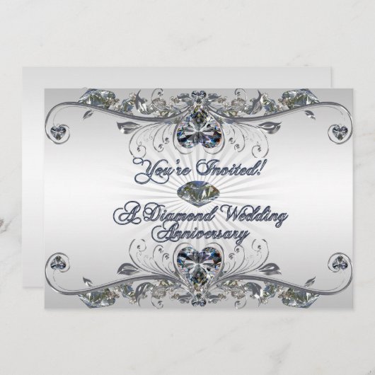 Uitnodigingskaart diamanten bruiloft kaart (Voorkant / Achterkant)