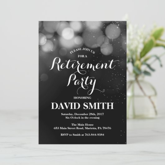 Uitnodigingskaart Silver Glitter Kaart (Staand voorkant)