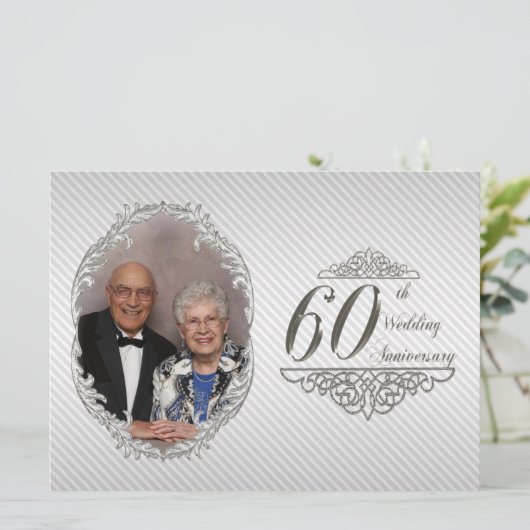 Uitnodigingskaart voor 60-jarig huwelijksjubileum kaart (Staand voorkant)