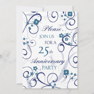 Uitnodigingskaart voor Blue Swirls 25th Anniversar Kaart