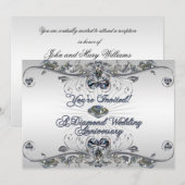 Uitnodigingskaart voor diamanten huwelijksjubileum kaart (Voorkant / Achterkant)