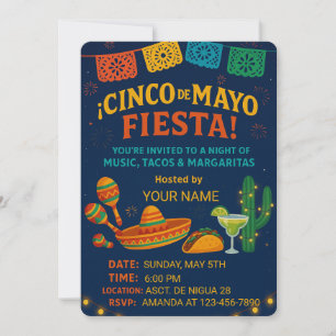Uitnodigingskaart voor Fiesta – Bewerkbare Partij Kaart