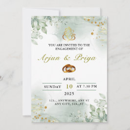 Uitnodigingskaart voor Indiase verloving, ringcere Kaart