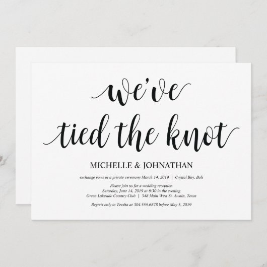 Uitnodigingskaart voor rustieke trouwerij na elope kaart (Voorkant / Achterkant)