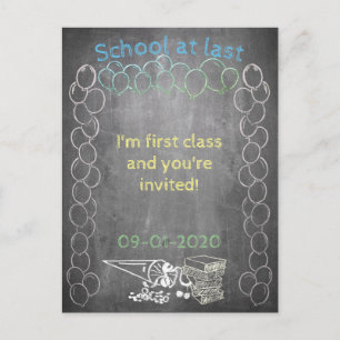 Uitnodigingskaart voor schoolinschrijving op het b feestdagenkaart