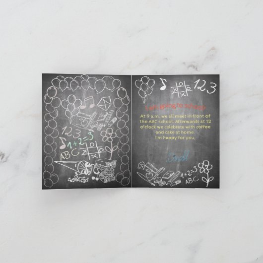 Uitnodigingskaart voor schoolinschrijving op het b kaart (Binnen)