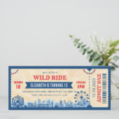 Uitnodigingskaart voor verjaardag in pretpark kaart (Staand voorkant)