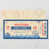 Uitnodigingskaart voor verjaardag in pretpark kaart (Voorkant / Achterkant)