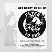 Uitnodigingskaart voor verjaardagsfeest Rock 'n' R Kaart (Voorkant / Achterkant)