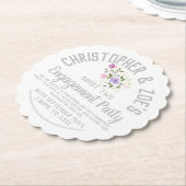 Uitnodigingskaart voor verlovingsfeestje kartonnen onderzetters (Gekanteld)