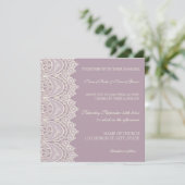 Uitnodigingskaarten voor Paarse Lace Pattern Wedde Kaart (Staand voorkant)