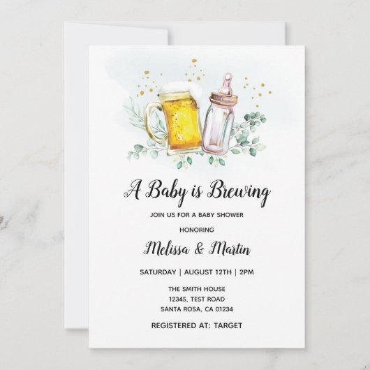 Uitnodigingskaarten voor The Baby is Brewing Baby Kaart (Voorkant)