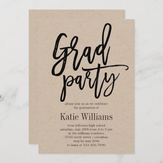 UitnodigingsKraft voor Charm Graduation Party in B Kaart (Voorkant / Achterkant)