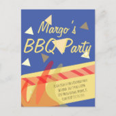 Uitnodigingspost voor hotdog BBQ-verjaardagsfeest Briefkaart (Voorkant)