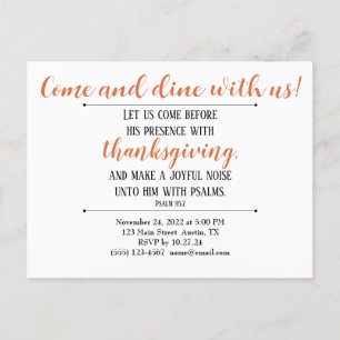 Uitnodigingstekst voor Thanksgiving-diner Briefkaart
