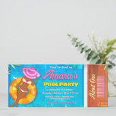 uitnodigingsticket voor poolparty kaart (Staand voorkant)