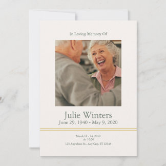 Uitnodigingtemplate rouwdienst – Beige & Groen Kaart