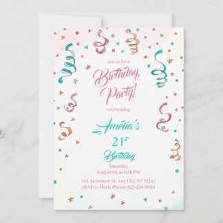 Uitnodigingtemplate verjaardag met confetti bewerk kaart