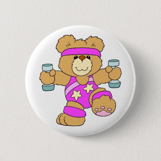 Uitoefening van Teddy Bear Ronde Button 5,7 Cm (Voorkant)