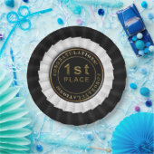 Uitreiking van BORDEN met lint, zwart-wit-1ste Pla Papieren Bordje (Feest)