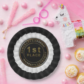 Uitreiking van BORDEN met lint, zwart-wit-1ste Pla Papieren Bordje (Feest)