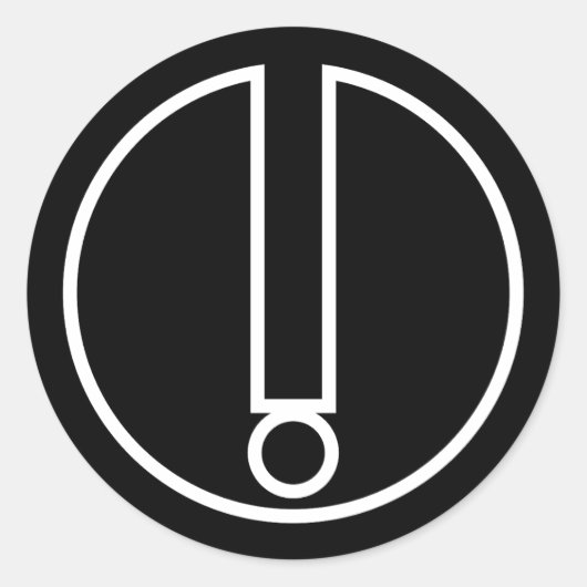 Uitroepteken Symbool in zwarte cirkel Ronde Sticker (Voorkant)