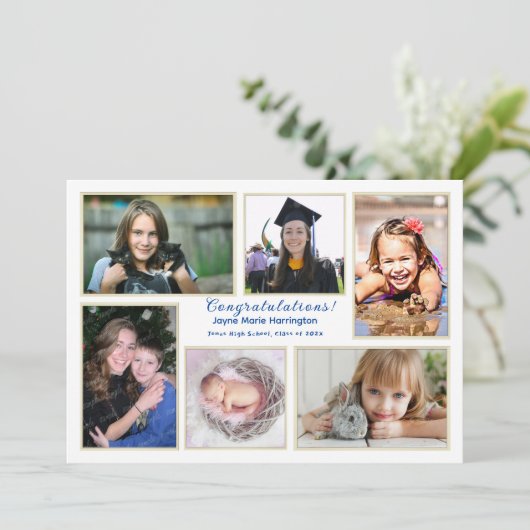 Uitsluitend bekendmaking afstuderen Photo Collage Kaart (Staand voorkant)