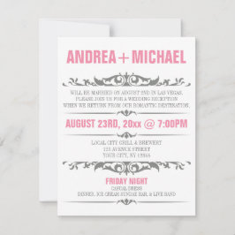 Uitsluitend voor roze en grijze bruiloft kaart