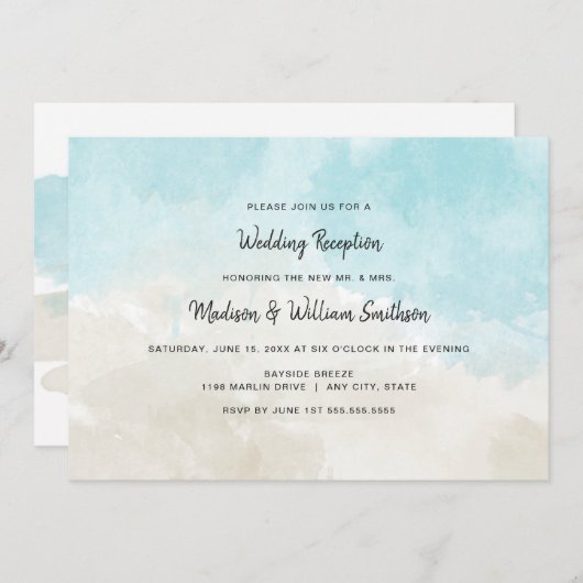 Uitsluitend waterverf Beach Weddenschap Kaart (Voorkant / Achterkant)