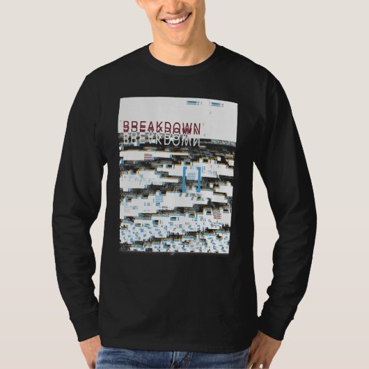 Uitsplitsing Retro Computer Glitch Geek Programmer T-shirt (Voorkant)