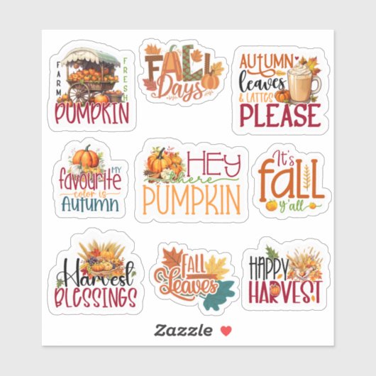 Uitspraak Happy Harvest Herfst Herfstseizoen set v Sticker (Vel)