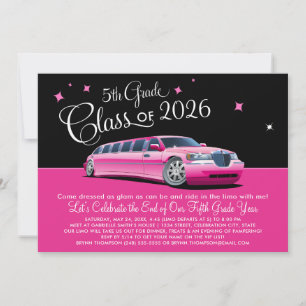 Uitstapje in roze limousine voor klas 5 meisjes kaart