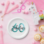 Uitstekend 60e | Elegante Blauwgroen groene verjaa Papieren Bordje (Feest)