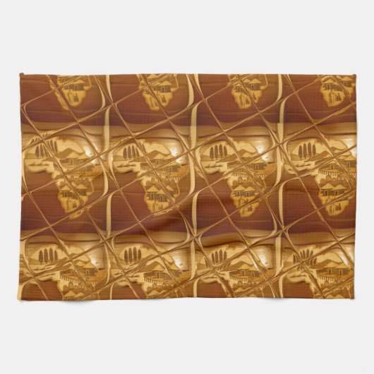 Uitstekend Afrikaanse kaart — Golden design Theedoek (Horizontaal)