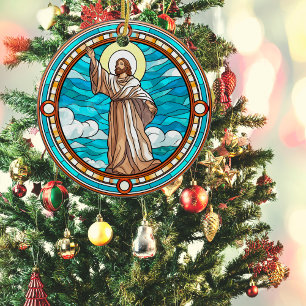 Uitstekend Glas in lood Jesus Christmas Keramisch Ornament