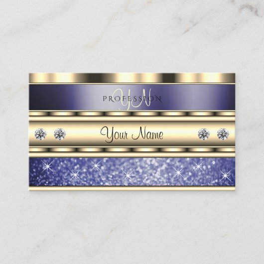 Uitstekend Glitter Monogram met gouden blauwe mous Visitekaartje (Voorkant)